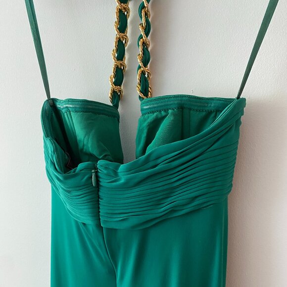 BCBGMAXAZRIA Sophira Green Halter Gown Size XS - Picture 7 of 11